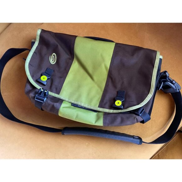Women's Timbuk2 Small Messenger Bag Green Brown Laptop Crossbody Made in USA - Picture 1 of 3